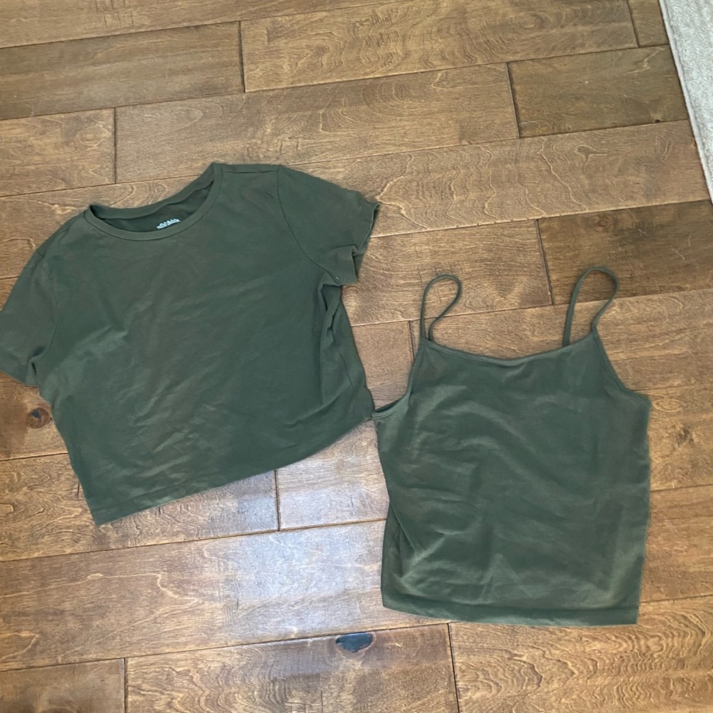 Green tee-shirt and tank top
